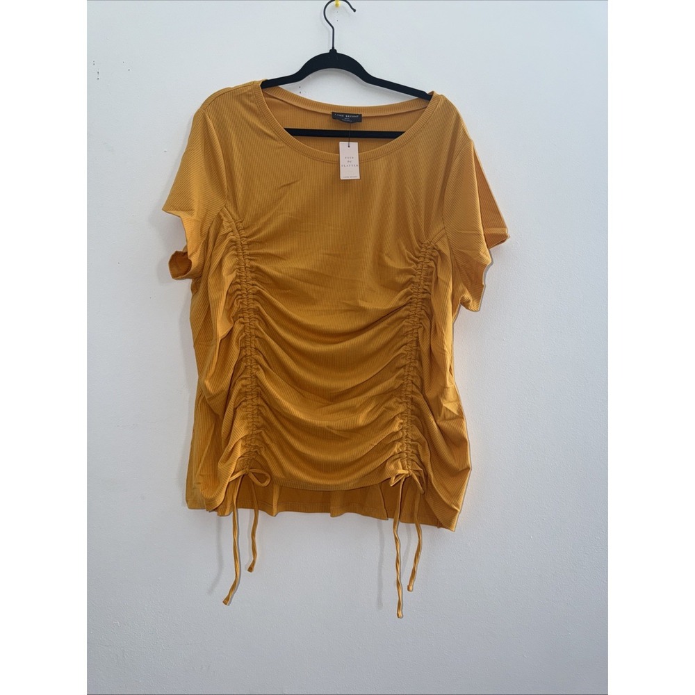 Lane Bryant Yellow Gold Mustard‎ NWT top Size 22/24 Ruched